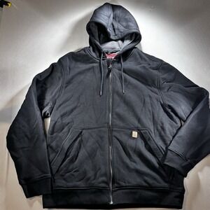 Coleman's Men's Waffle Thermal Lined Full Zip Workwear Hoodie Black XL Chore